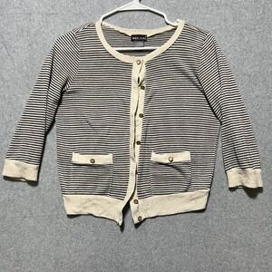 Wet Seal Vintage y2k Striped Button Front Cardigan Sweater 3/4 Sleeve Size M